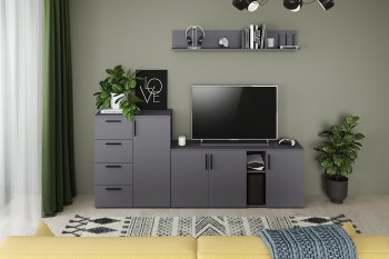 Стенка Эйр комп.1, графит (Моби) в Асбесте - asbest.mebel-e96.ru