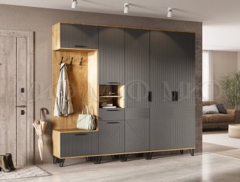 Прихожая Флэш крафт/графит модульная (Миф) в Асбесте - asbest.mebel-e96.ru