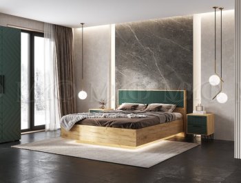 Спальный гарнитур Флэш крафт/грин, модульный (Миф) в Асбесте - asbest.mebel-e96.ru