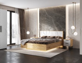 Кровать парящая Флэш крафт/белый (Миф) в Асбесте - asbest.mebel-e96.ru