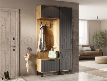 Прихожая Флэш комп. 3, крафт/графит (Миф) в Асбесте - asbest.mebel-e96.ru