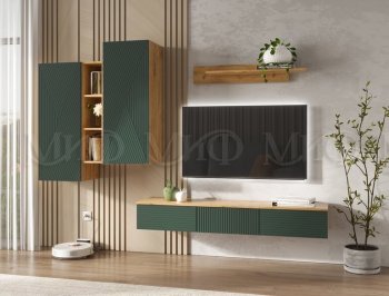 Стенка Флэш комп.2 крафт/грин (Миф) в Асбесте - asbest.mebel-e96.ru