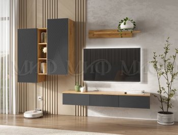Стенка Флэш комп.2 крафт/графит (Миф) в Асбесте - asbest.mebel-e96.ru