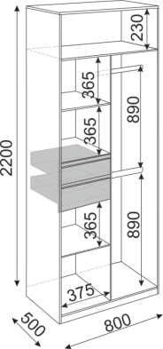Шкаф 800 мм 2-х створчатый Глэдис (модуль 22) (Риннер) в Асбесте - asbest.mebel-e96.ru