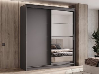 Шкаф-купе 2000 мм Гранд-1 ЛДСП/Зеркало, графит (Эра) в Асбесте - asbest.mebel-e96.ru