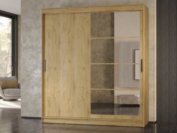 Шкаф-купе 2000 мм Гранд-1 ЛДСП/Зеркало, дуб вотан (Эра) в Асбесте - asbest.mebel-e96.ru