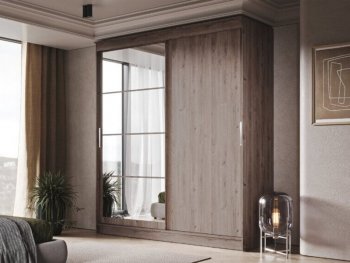 Шкаф-купе 2000 мм Гранд-1 ЛДСП/Зеркало, дуб горный (Эра) в Асбесте - asbest.mebel-e96.ru