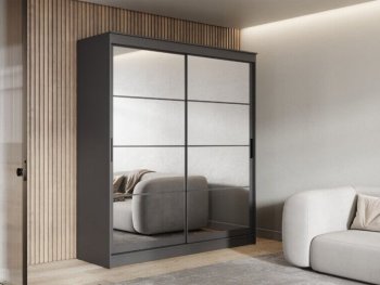 Шкаф-купе 2000 мм Гранд-1 зеркало/зеркало, графит (Эра) в Асбесте - asbest.mebel-e96.ru