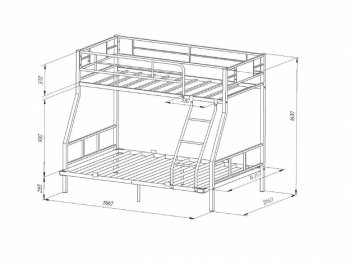 Кровать двухъярусная Гранада-1ПЯЯ 140 в Асбесте - asbest.mebel-e96.ru