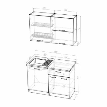 Кухонный гарнитур Инна лайт 1200 мм (Герда) в Асбесте - asbest.mebel-e96.ru