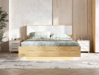 Кровать парящая Ирис крафт/белый с подсветкой (Миф) в Асбесте - asbest.mebel-e96.ru