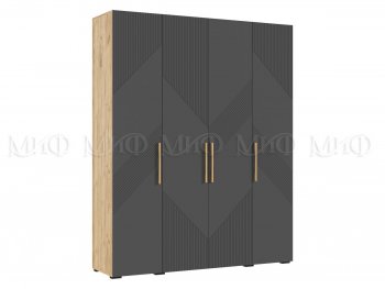 Шкаф 1800 мм Ирис с антресолью крафт/графит (Миф) в Асбесте - asbest.mebel-e96.ru