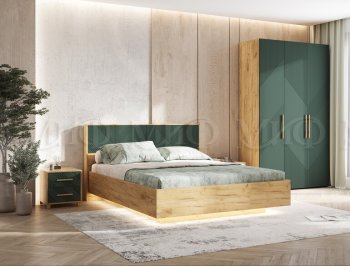 Спальный гарнитур Ирис крафт/грин, модульный (Миф) в Асбесте - asbest.mebel-e96.ru