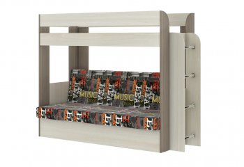 Кровать 2-х ярусная с диваном Карамель 75 шимо (Музыка) в Асбесте - asbest.mebel-e96.ru