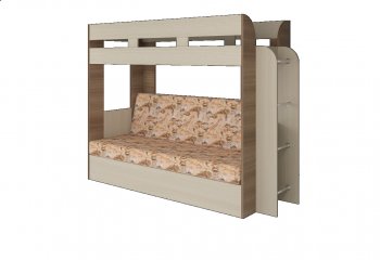 Кровать 2-х ярусная с диваном Карамель 75 шимо (Саванна) в Асбесте - asbest.mebel-e96.ru