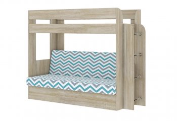 Кровать 2-х ярусная с диваном Карамель 75 сонома (WILLY MINT) в Асбесте - asbest.mebel-e96.ru