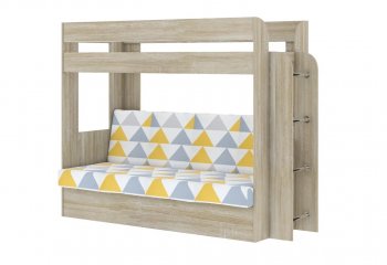 Кровать 2-х ярусная с диваном Карамель 75 сонома (Otto Yellow) в Асбесте - asbest.mebel-e96.ru