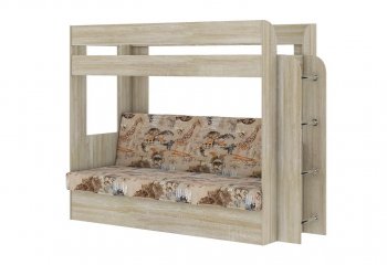 Кровать 2-х ярусная с диваном Карамель 75 сонома (Саванна) в Асбесте - asbest.mebel-e96.ru
