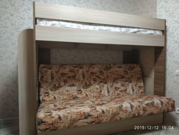 Кровать 2-х ярусная с диваном Карамель 75 (Саванна) в Асбесте - asbest.mebel-e96.ru