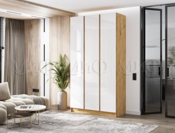 Шкаф 1200 мм 3-х ств. Келвин крафт золотой/белый (Миф) в Асбесте - asbest.mebel-e96.ru