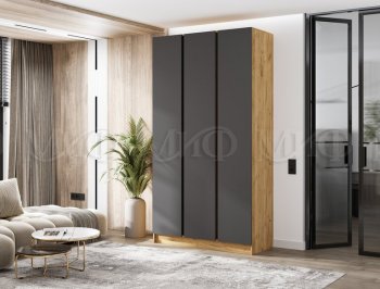 Шкаф 1200 мм 3-х ств. Келвин дуб золотой/графит (Миф) в Асбесте - asbest.mebel-e96.ru