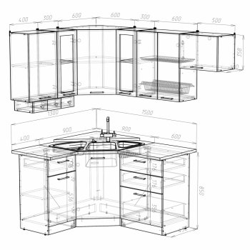 Кухонный гарнитур Кира литл 1300х2000 мм (Герда) в Асбесте - asbest.mebel-e96.ru