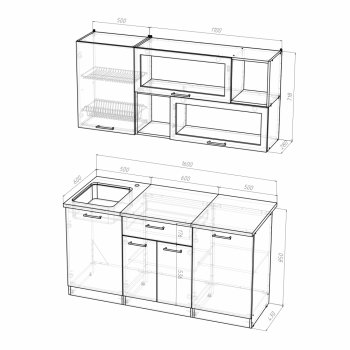 Кухонный гарнитур Кира стандарт 1600 мм (Герда) в Асбесте - asbest.mebel-e96.ru