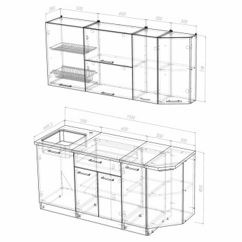 Кухонный гарнитур Кира демо 1700 мм (Герда) в Асбесте - asbest.mebel-e96.ru