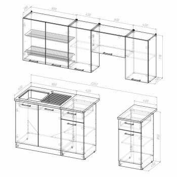 Кухонный гарнитур Кира компакт 2200 мм (Герда) в Асбесте - asbest.mebel-e96.ru