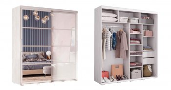 Шкаф-купе Крафт-6 белый гладкий 2000 мм (БТС) в Асбесте - asbest.mebel-e96.ru