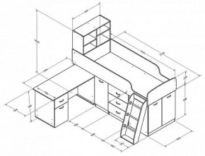 Кровать-чердак Дюймовочка-1 Дуб молочный/голубой в Асбесте - asbest.mebel-e96.ru