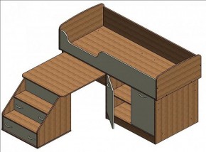 Кровать-чердак Дюймовочка-2 Дуб молочный/орех в Асбесте - asbest.mebel-e96.ru