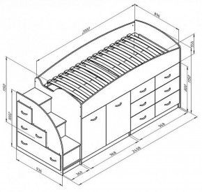 Кровать-чердак Дюймовочка-4.1  Дуб молочный/Венге в Асбесте - asbest.mebel-e96.ru