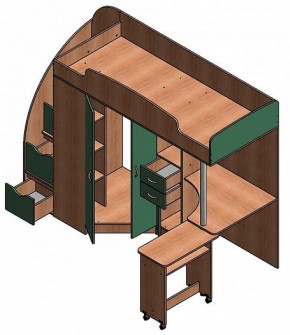 Кровать-чердак Теремок-1 Гранд  Дуб молочный/Голубой в Асбесте - asbest.mebel-e96.ru