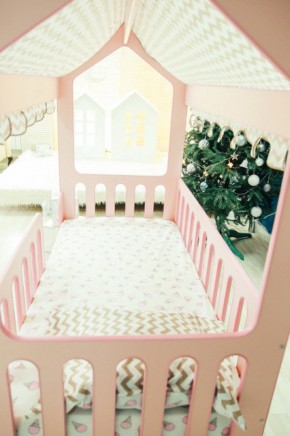 Кроватка-домик без ящика 800*1600 (Розовый) в Асбесте - asbest.mebel-e96.ru