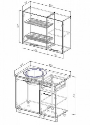 Кухонный гарнитур Антрацит 1000 в Асбесте - asbest.mebel-e96.ru