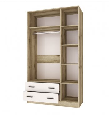 Шкаф Лагуна с антресолью делано/белый (Текс) в Асбесте - asbest.mebel-e96.ru