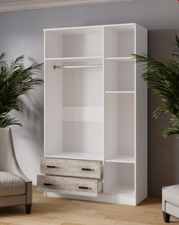Шкаф Лагуна с антресолью с зеркалом дуб юкон (Текс) в Асбесте - asbest.mebel-e96.ru