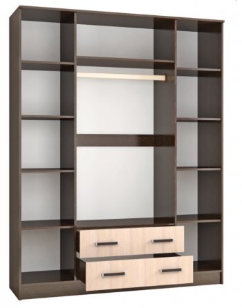 Шкаф 1600 мм Лагуна с антресолью венге/дуб (Текс) в Асбесте - asbest.mebel-e96.ru