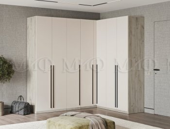 Гардеробная/шкаф 2200*1706 мм Ларго №3 дуб крафт серый/кашемир (Миф) в Асбесте - asbest.mebel-e96.ru