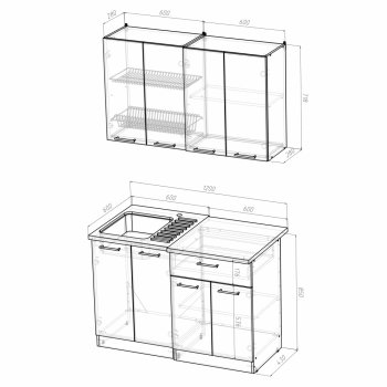 Кухонный гарнитур Лариса лайт 1 1200 мм (Герда) в Асбесте - asbest.mebel-e96.ru