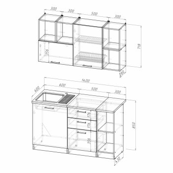 Кухонный гарнитур Лариса медиум 3 1400 мм (Герда) в Асбесте - asbest.mebel-e96.ru