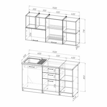 Кухонный гарнитур Лариса нормал 3 1500 мм (Герда) в Асбесте - asbest.mebel-e96.ru