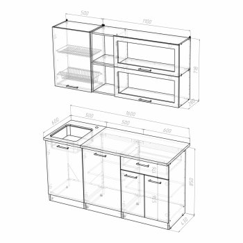 Кухонный гарнитур Лариса стандарт 3 1600 мм (Герда) в Асбесте - asbest.mebel-e96.ru