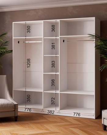 Шкаф 2000 мм Ларс с зеркалом белый (Микон) в Асбесте - asbest.mebel-e96.ru
