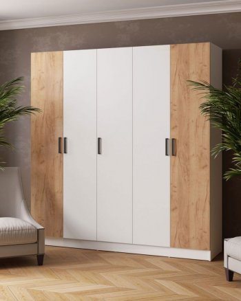 Шкаф 2000 мм Ларс без зеркал Белый/Дуб крафт (Микон) в Асбесте - asbest.mebel-e96.ru