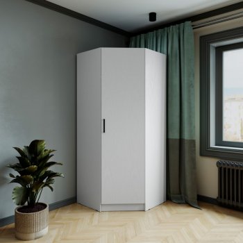 Шкаф угловой Ларс (угол скос), Белый (Микон) в Асбесте - asbest.mebel-e96.ru