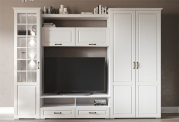 Стенка Лацио комп.1 белое дерево (Имп) в Асбесте - asbest.mebel-e96.ru