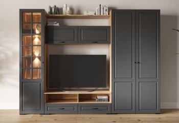 Стенка Лацио комп.1 гграфит (Имп) в Асбесте - asbest.mebel-e96.ru