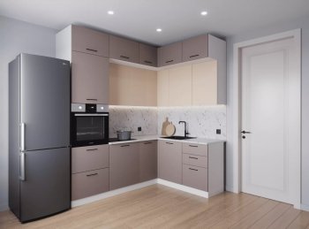 Кухонный гарнитур угловой Латте 2200*1700 мм (Санвут) в Асбесте - asbest.mebel-e96.ru